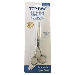 Top Paw Pet Grooming Metal Straight Scissors For Cutting Medium-Long Hair